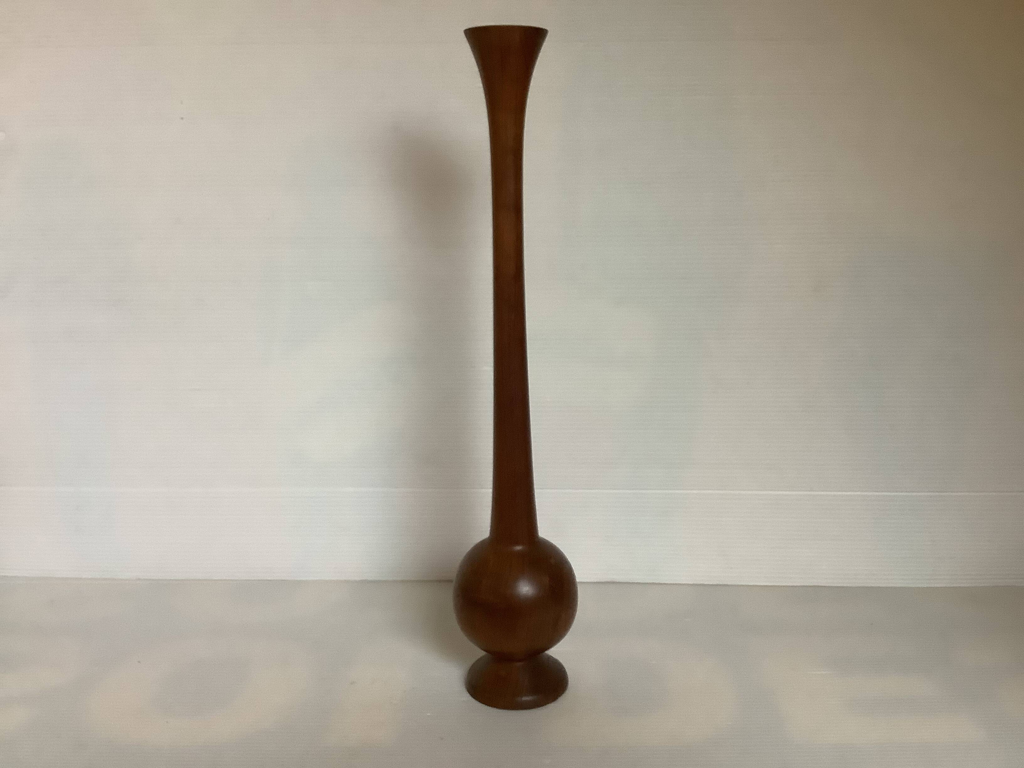 Scandinavian wooden single-stem vase