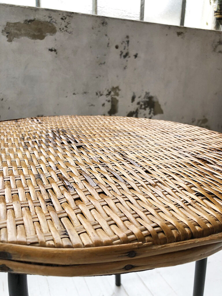 Wicker and metal coffee table