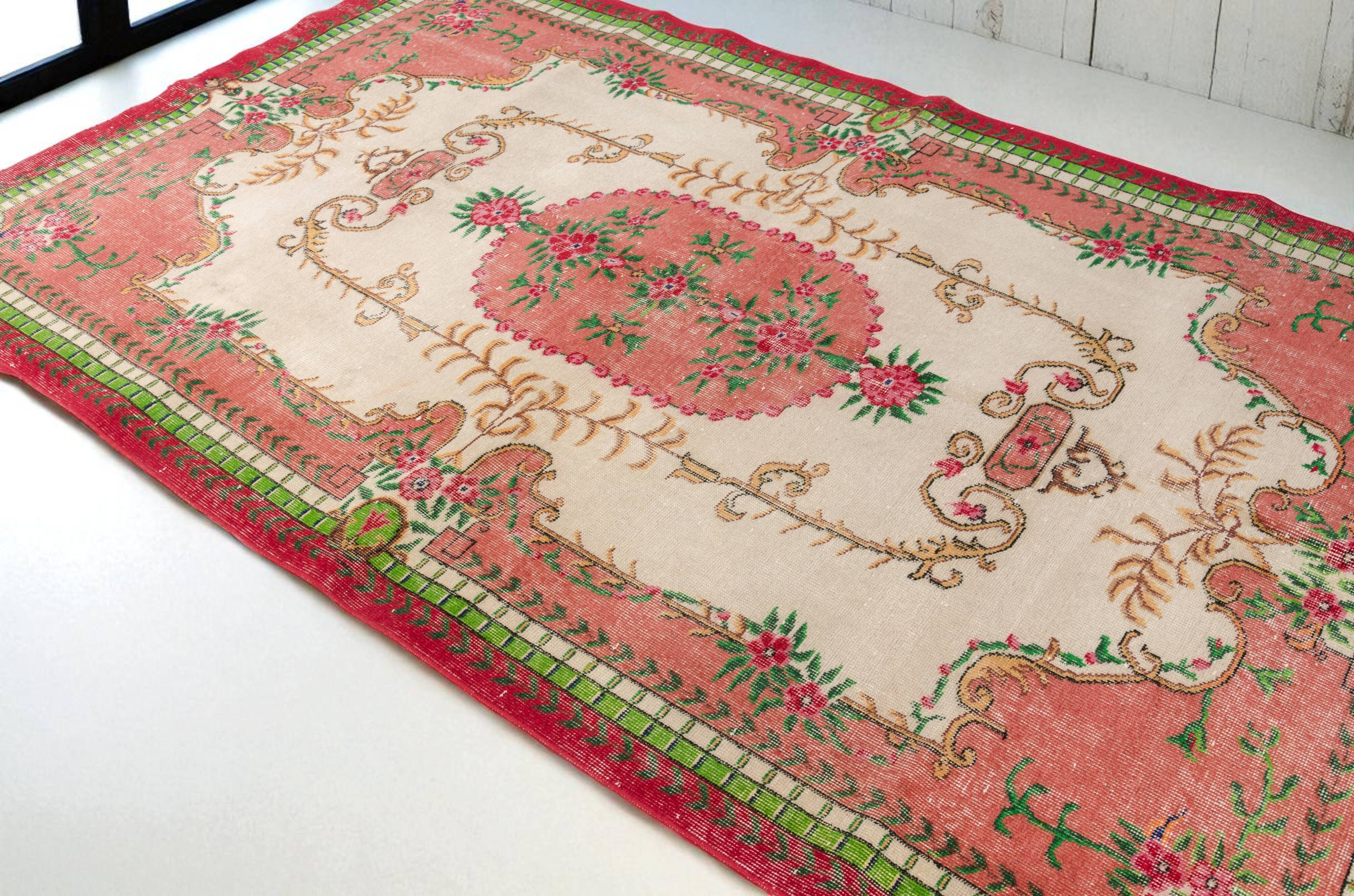 Flower Design Oushak Turkish Floral Rug SKU 2645