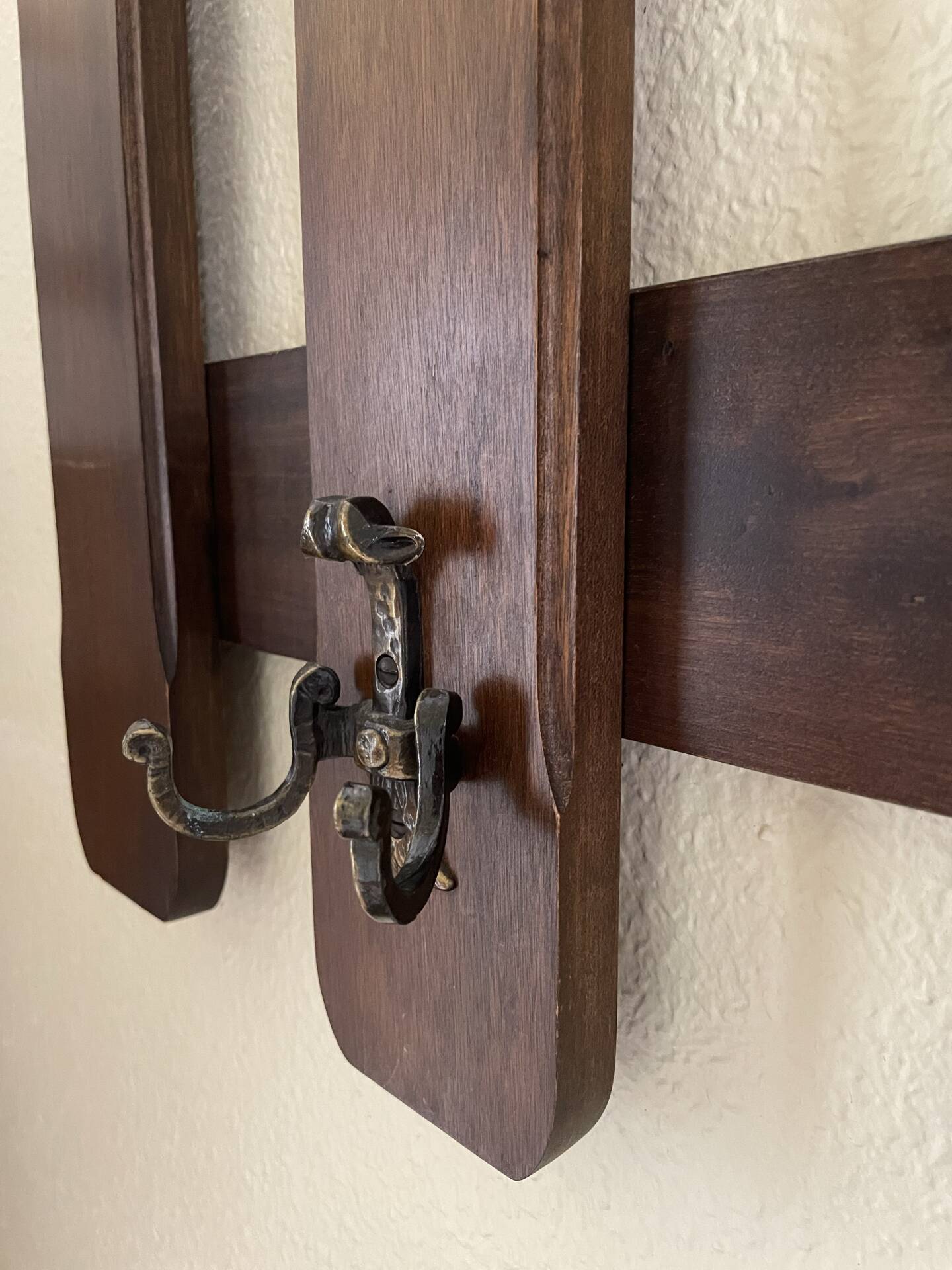 Vintage Wooden Wall Coat Rack with Mirror