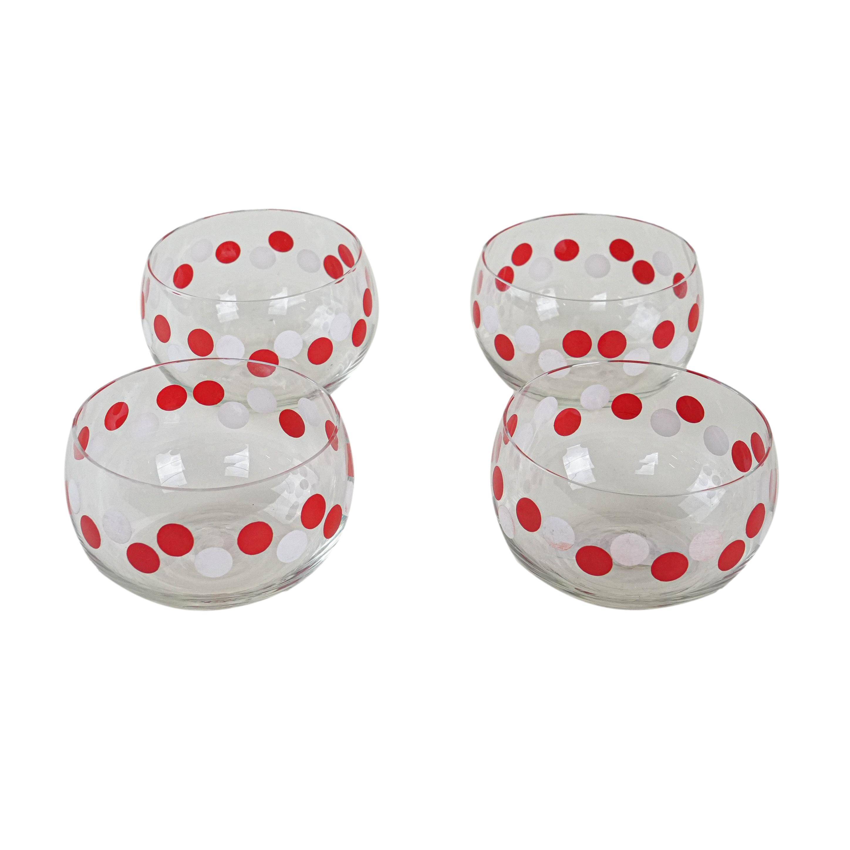 Set of glass bowls, Italian design, 1980s, made in Italy