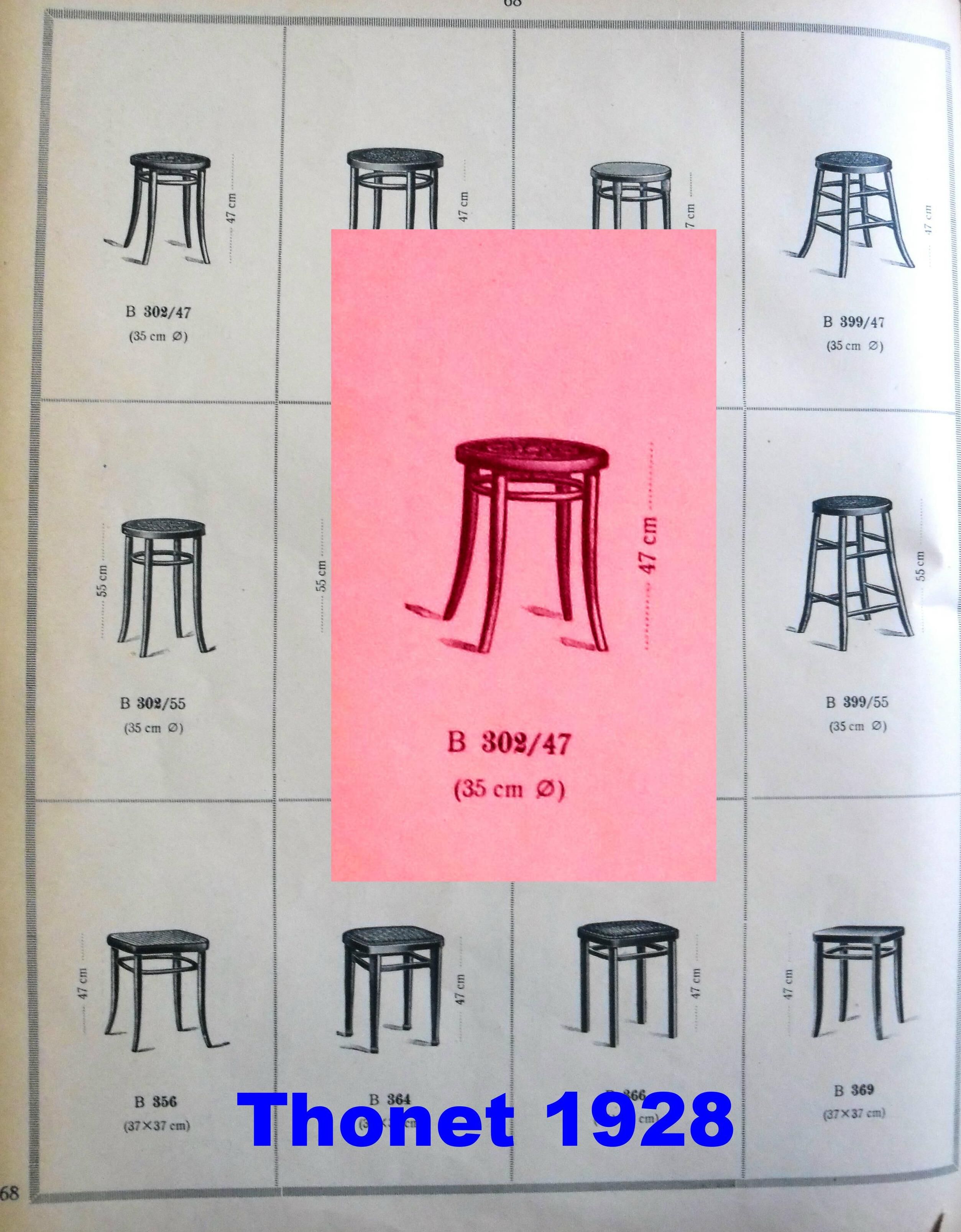 Thonet stools 1930, wooden sitting bistro