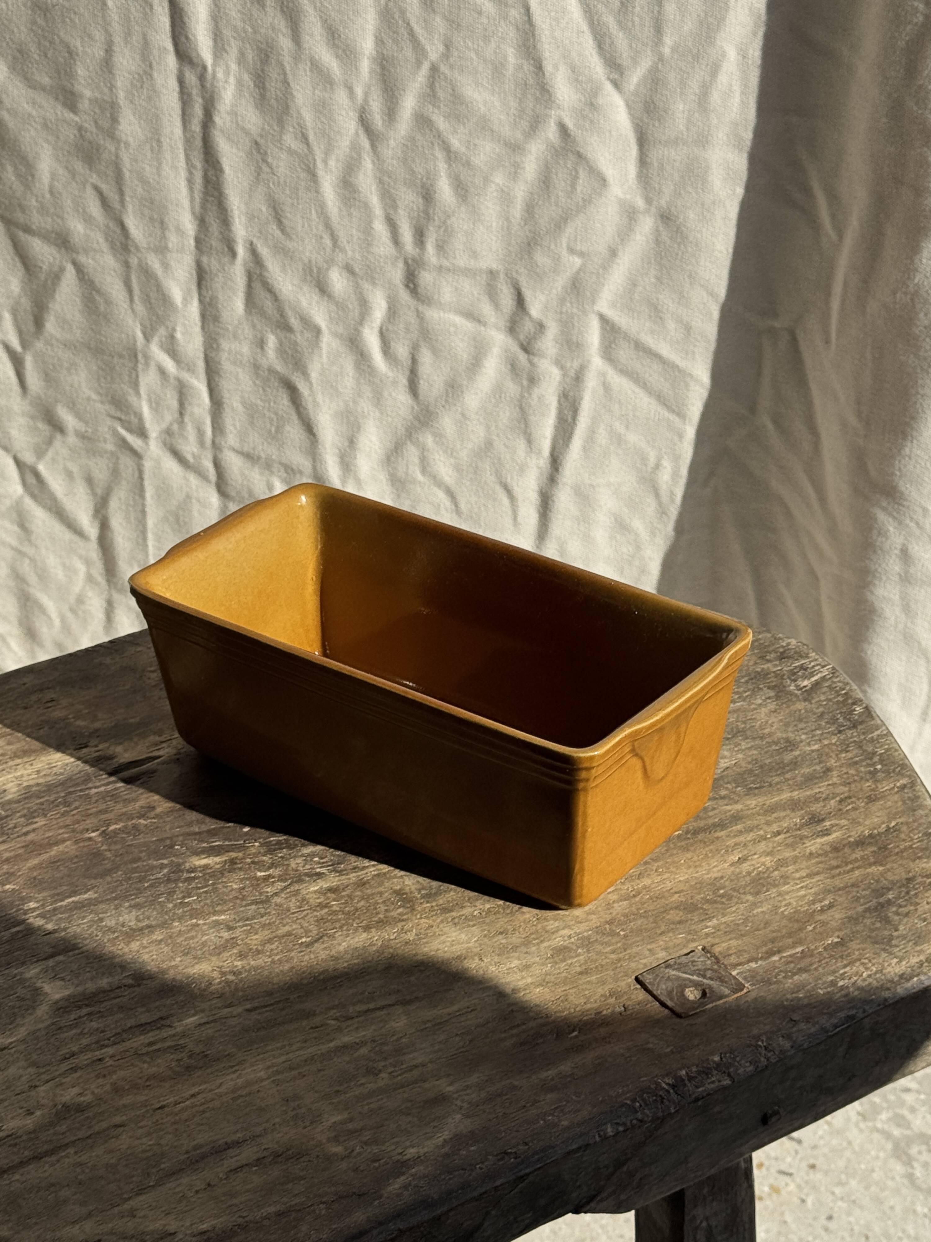 Large ceramic terrine dish in honey and caramel colour H10 L29