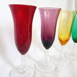 4 flûtes à champagne multicolores