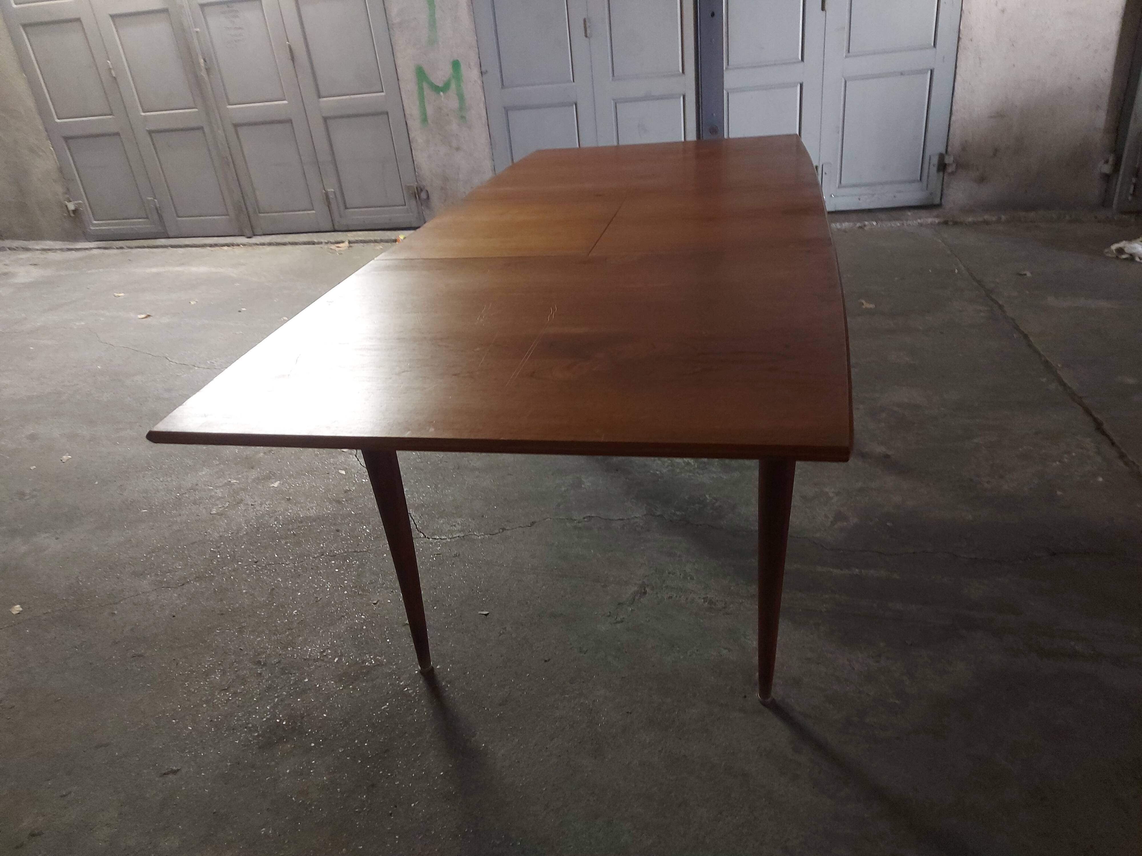 Scandinavian teak table with built-in extension