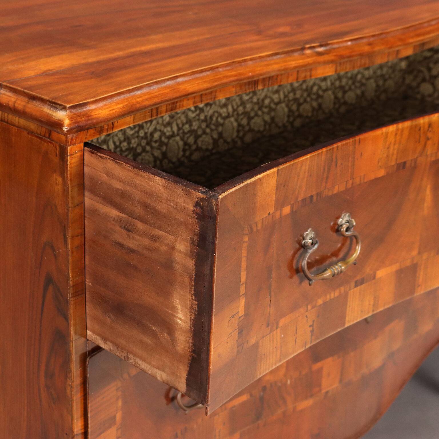 Antique baroque walnut chest of drawers with 2 drawers, 20th century