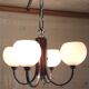 Art Deco chandelier with 4 lights in chrome metal and opaline - 1940s/50s