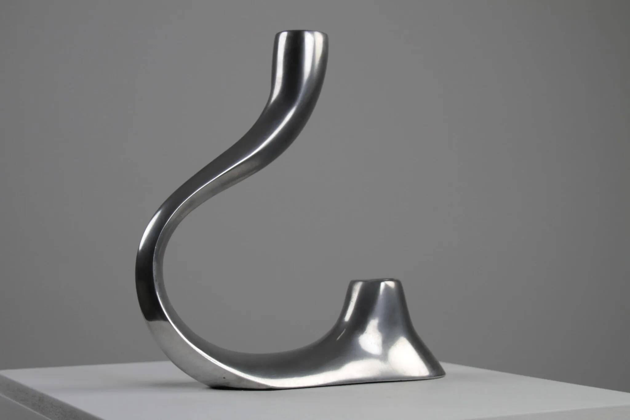 Cast Aluminium Two-Light Candle Holder – Sweden, 1970s