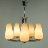 Rare Nickel-Plated Chandelier by Drukov, 1940s