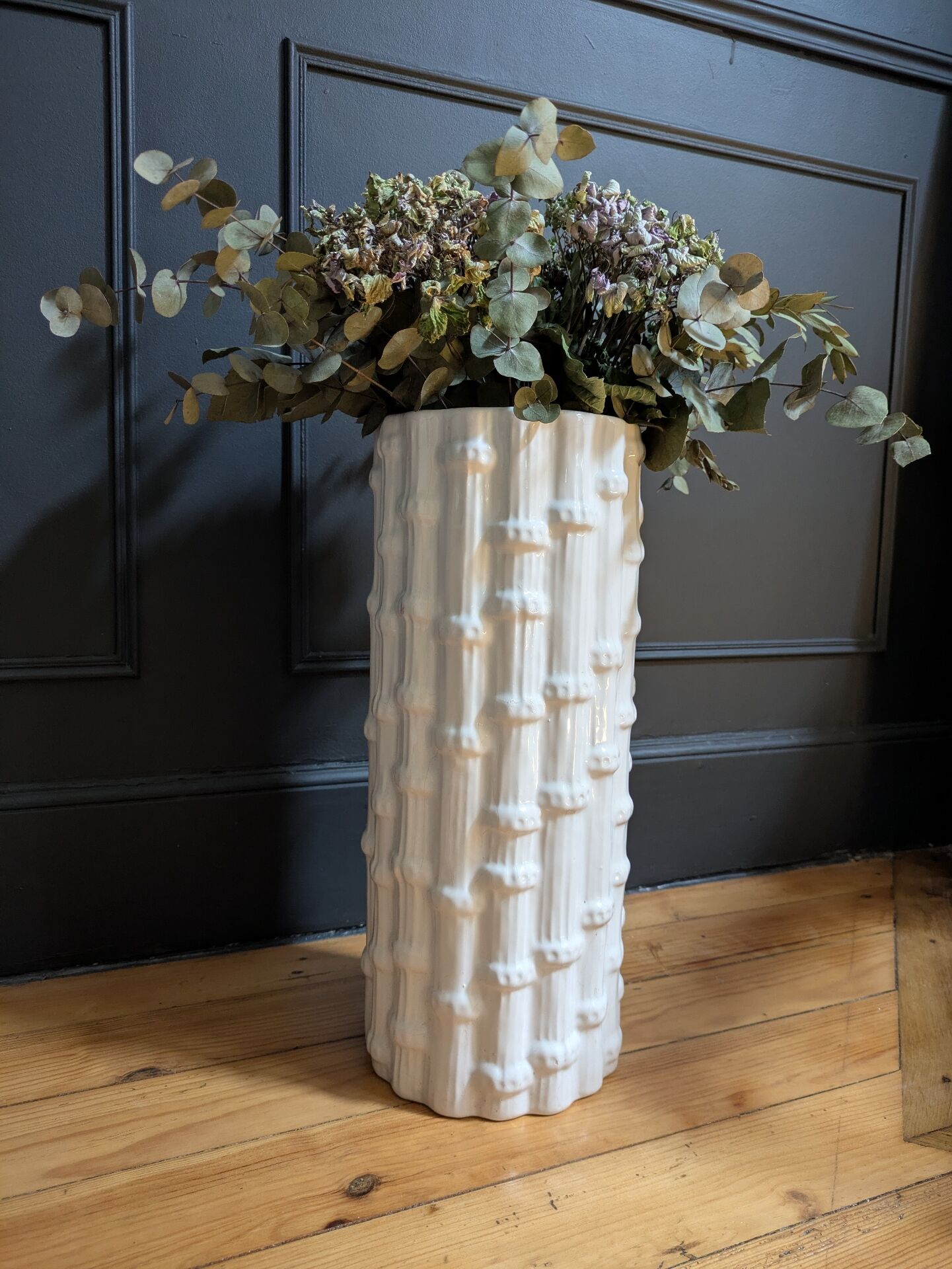 Vintage Italian ceramic cache pot "bamboo"