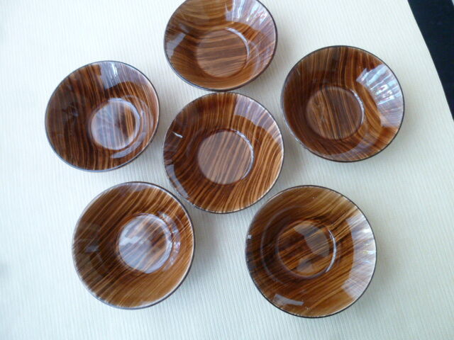 Set of 6 cups Digoin Sarreguemines Model Domino Vintage