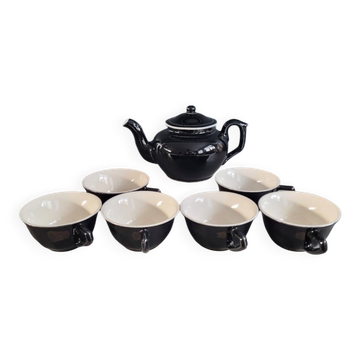 Antique black and white ceramic coffee set