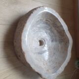 Vasque lavabo en bois fossilisé