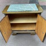 Oak and marble bedside table