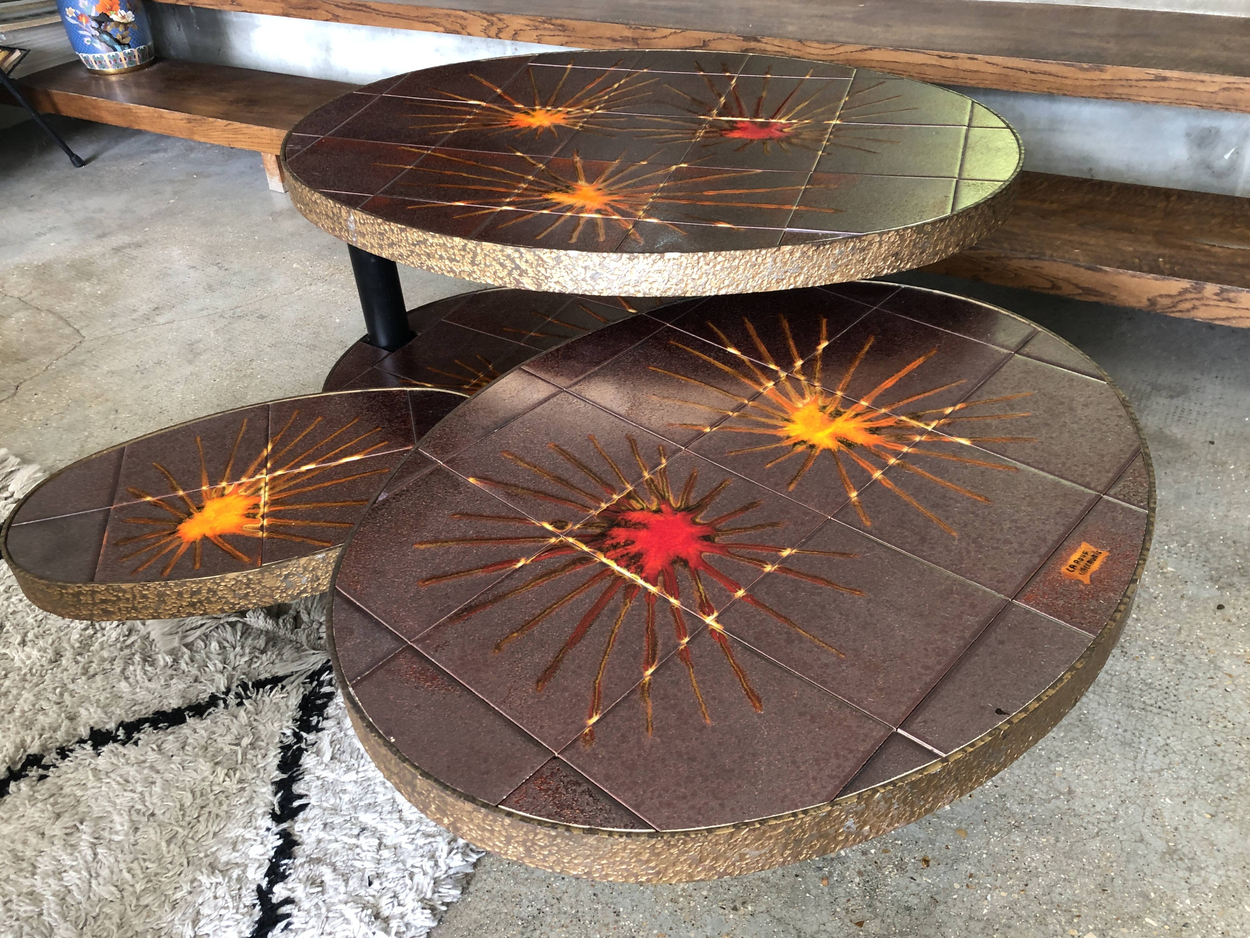 Vintage coffee table signed la roue vallauris