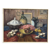 Oil on canvas painting of kitchen still life by Agnes Vande Walle