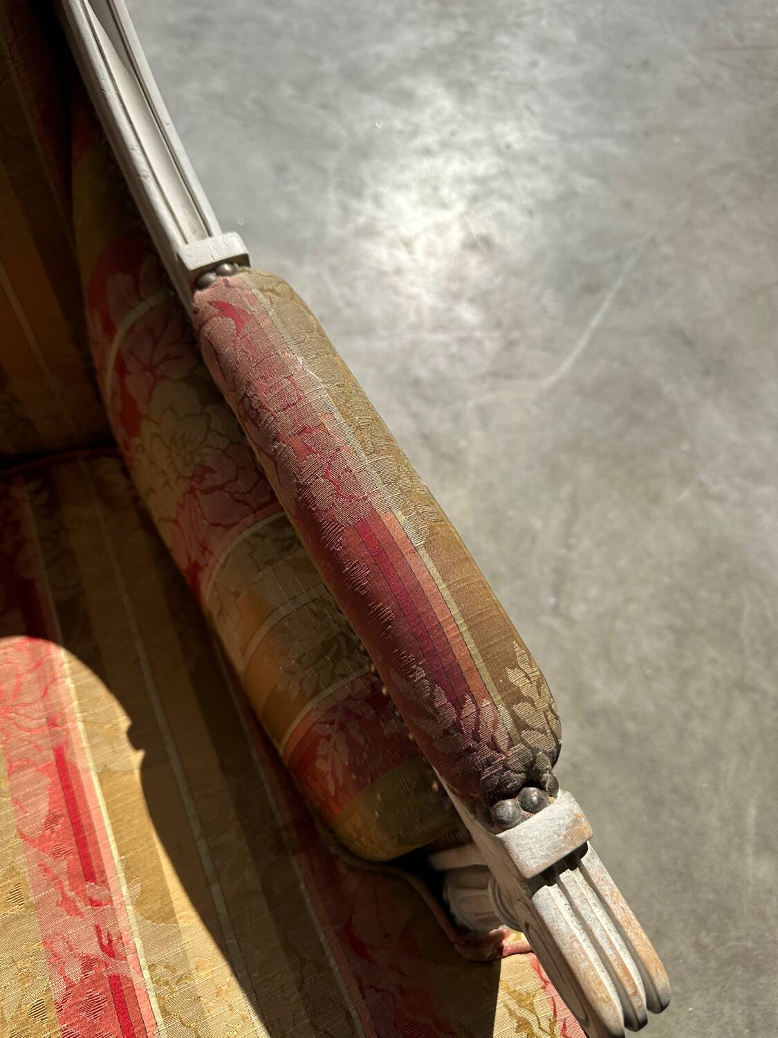 Pair of Louis XVI lacquered bergere chairs circa 1950