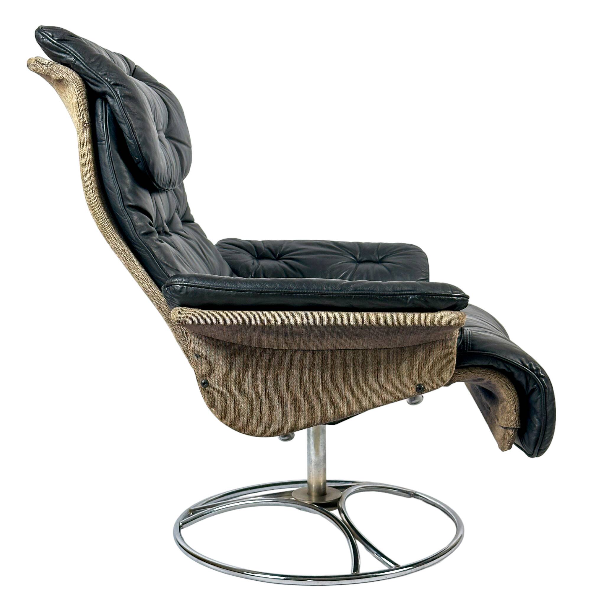 Authentic Söderbergs swivel lounge chair, made in Sweden - 1970s