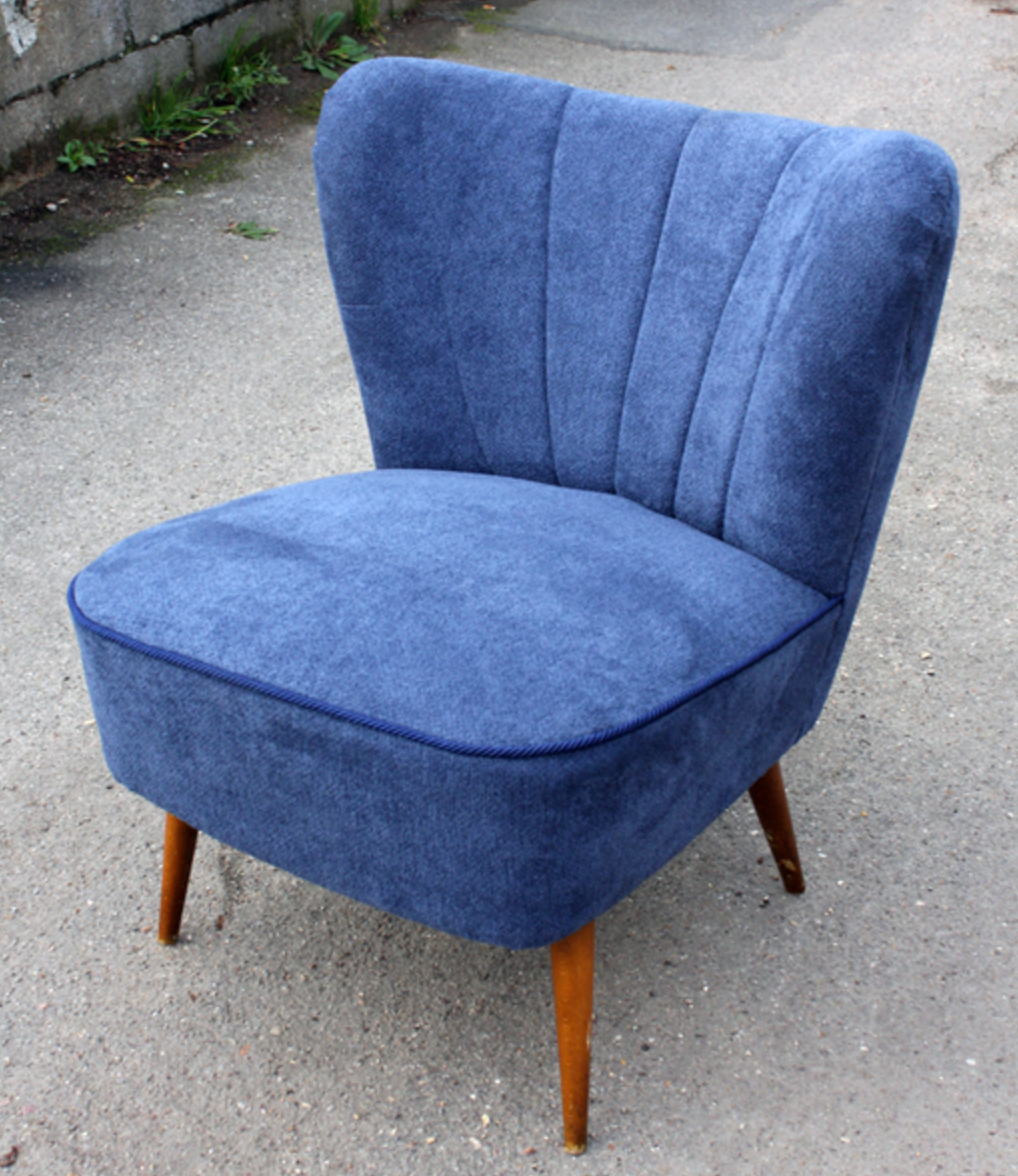 Jeans blue cocktail chair, vintage, 50