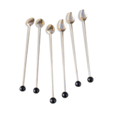 6 cuillères à café métal doré et perles noires