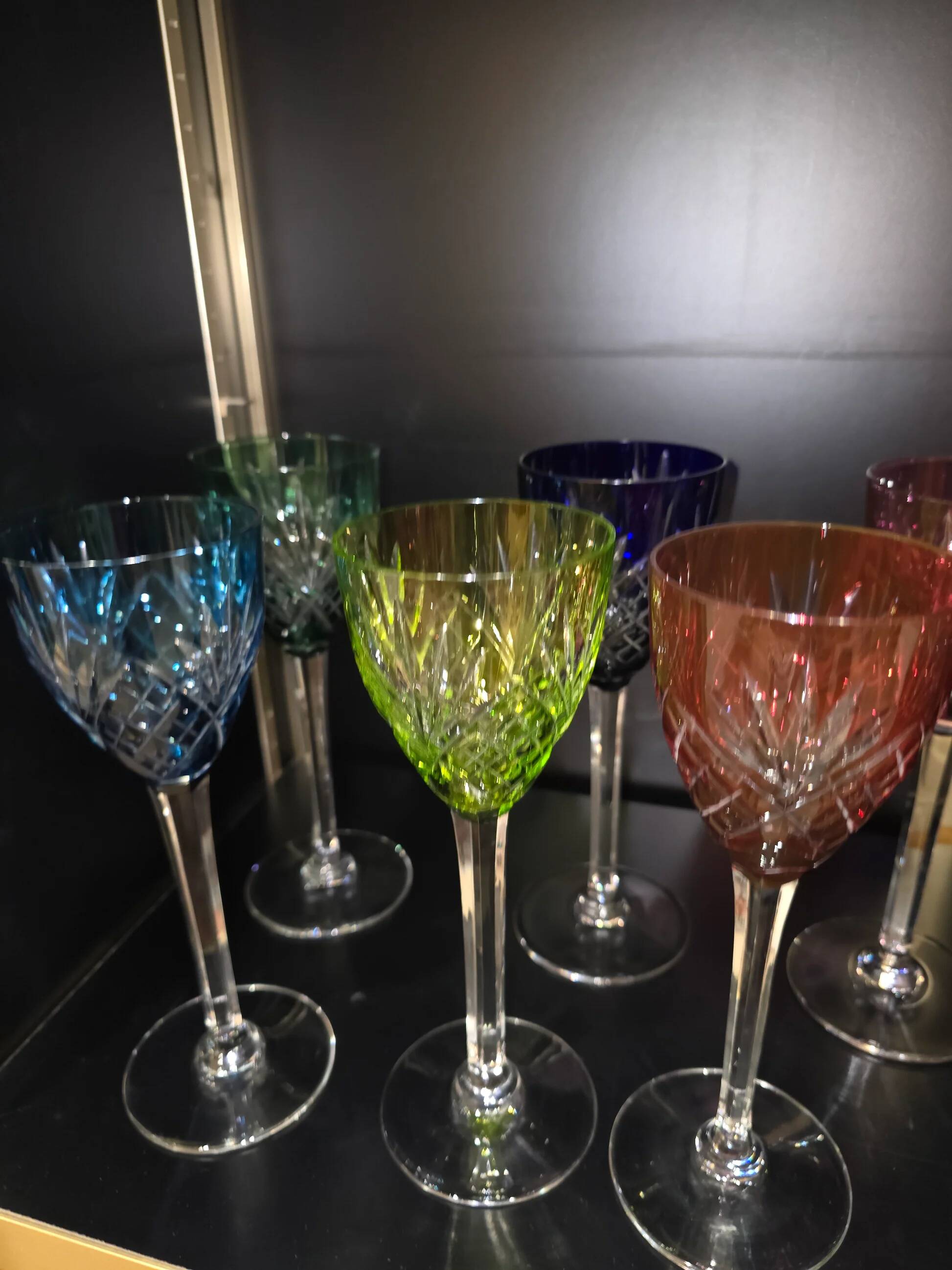 12 coloured cups / glasses Saint-Louis model Chantilly