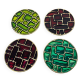 4 coasters in Mithé Espelt style, cloisonné enamels