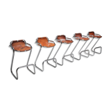 Suite de 5 tabourets de bar Dal Vera 'Les Arcs'  1960