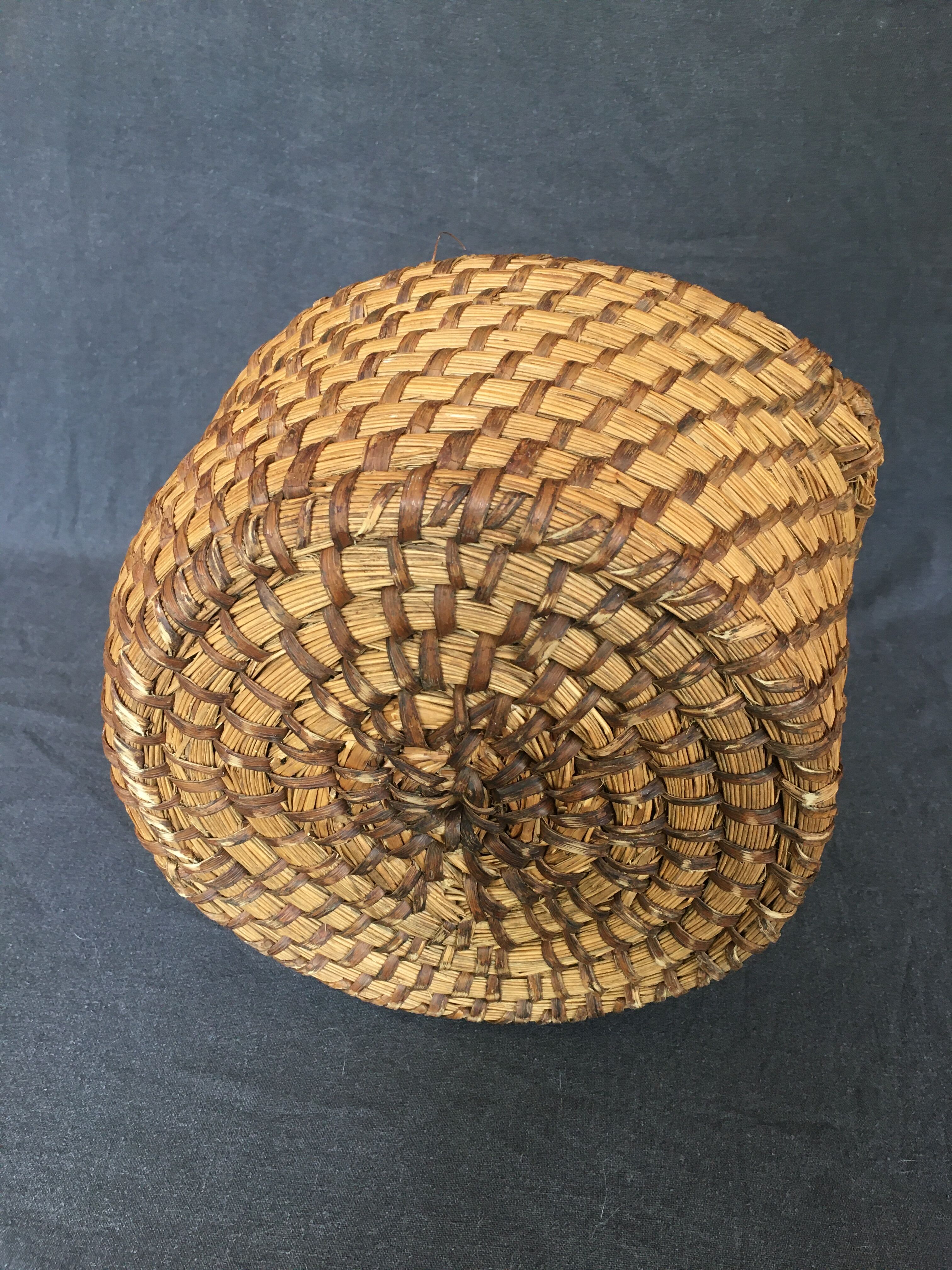 Woven straw handle basket