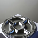 Large compartmented stainless steel hors d'oeuvre platter by Guy Degrenne, France, vintage.