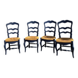 4 chaises anciennes paillées style Louis XV