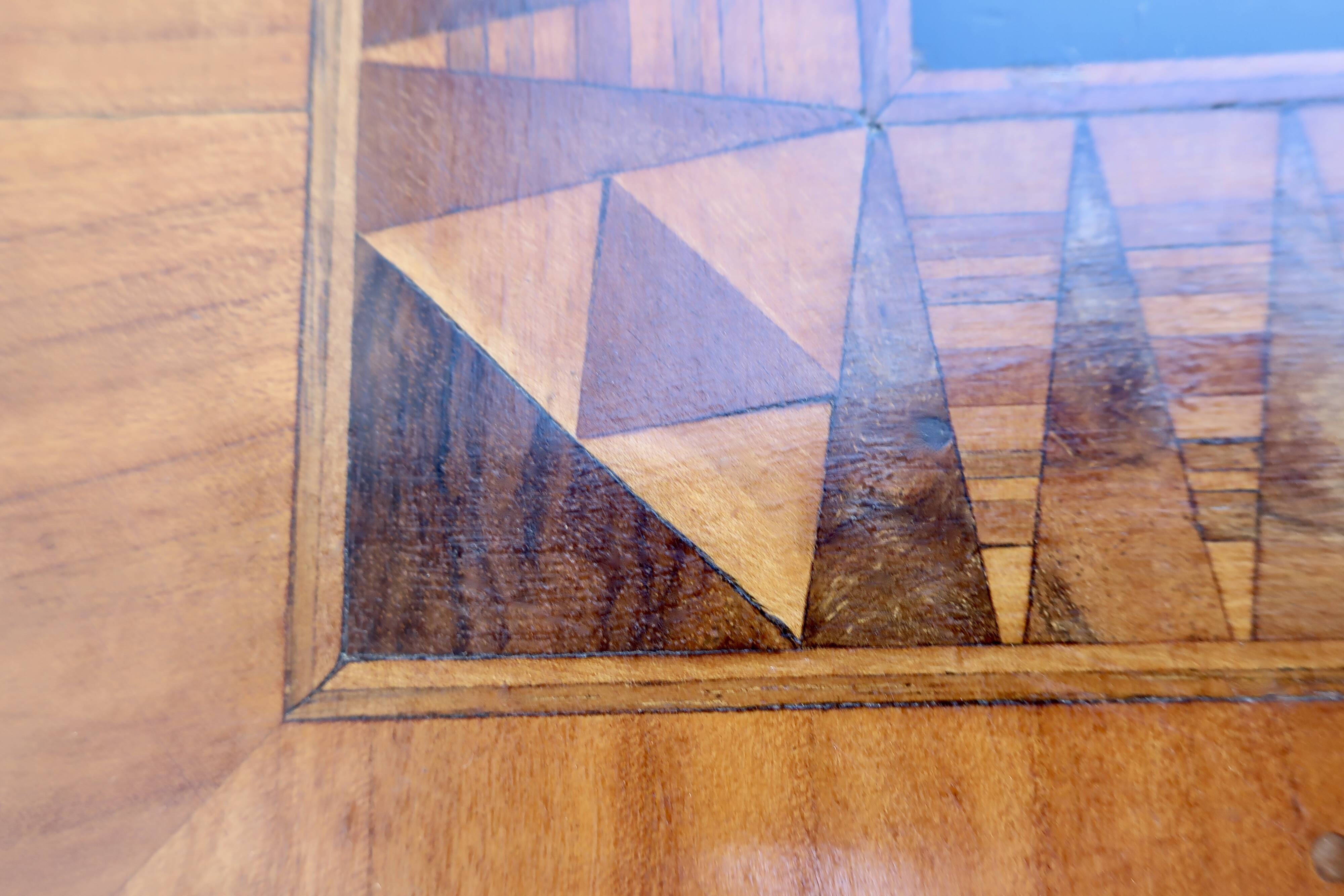 Inlaid living room pedestal table, italy 19th century, circa 1850