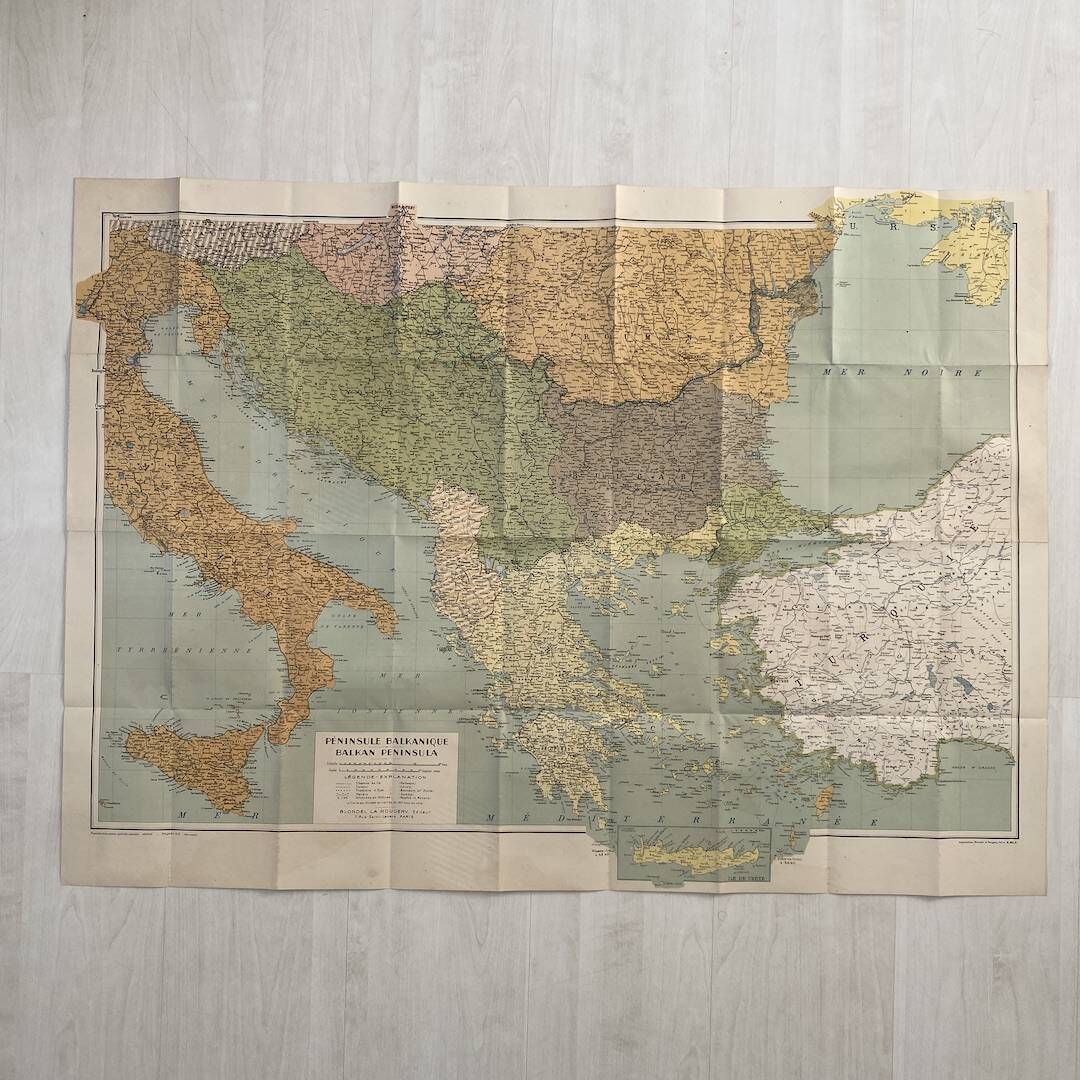 Map of the Balkan Peninsula from the 1940s