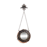 Petit miroir soleil noir en métal, années 50
