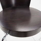 Midcentury chrome and wood bar stools by Ton, Czechoslovakia, 1980s