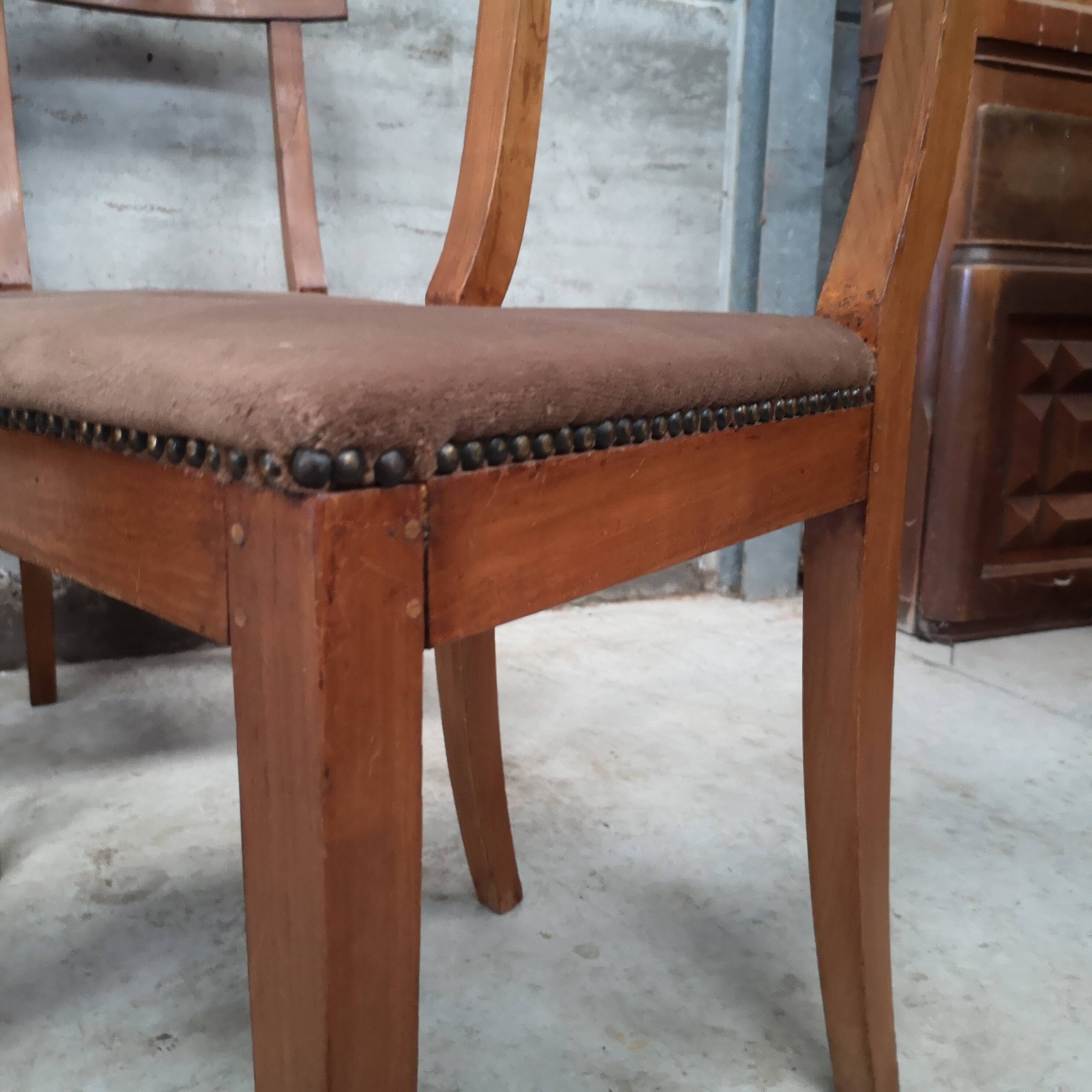 4 Directoire period cherry wood chairs