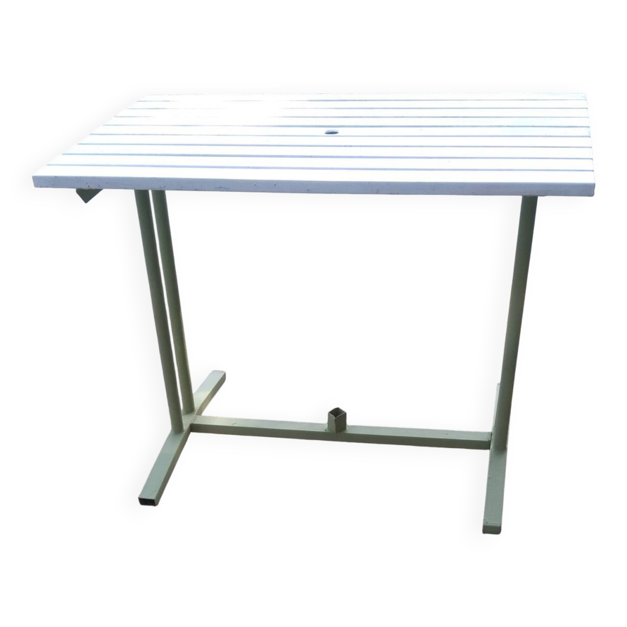 Old garden table with iron slats