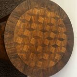 Table d’appoint / guéridon double plateau style Louis XVI en bois marqueté