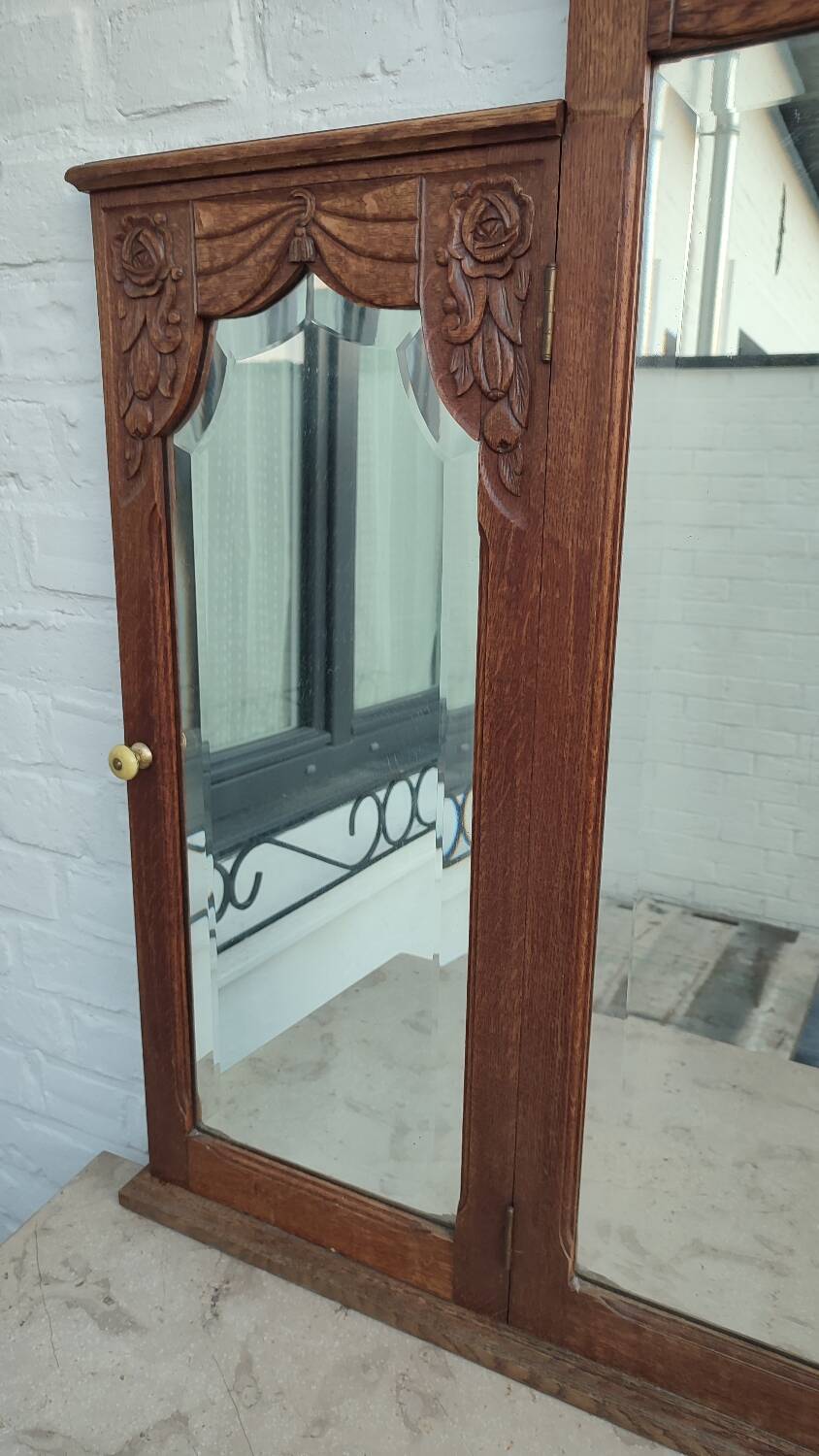 Miroir triptyque art déco chêne