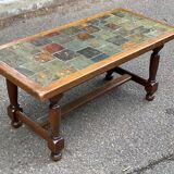 Vintage solid wood and tile coffee table