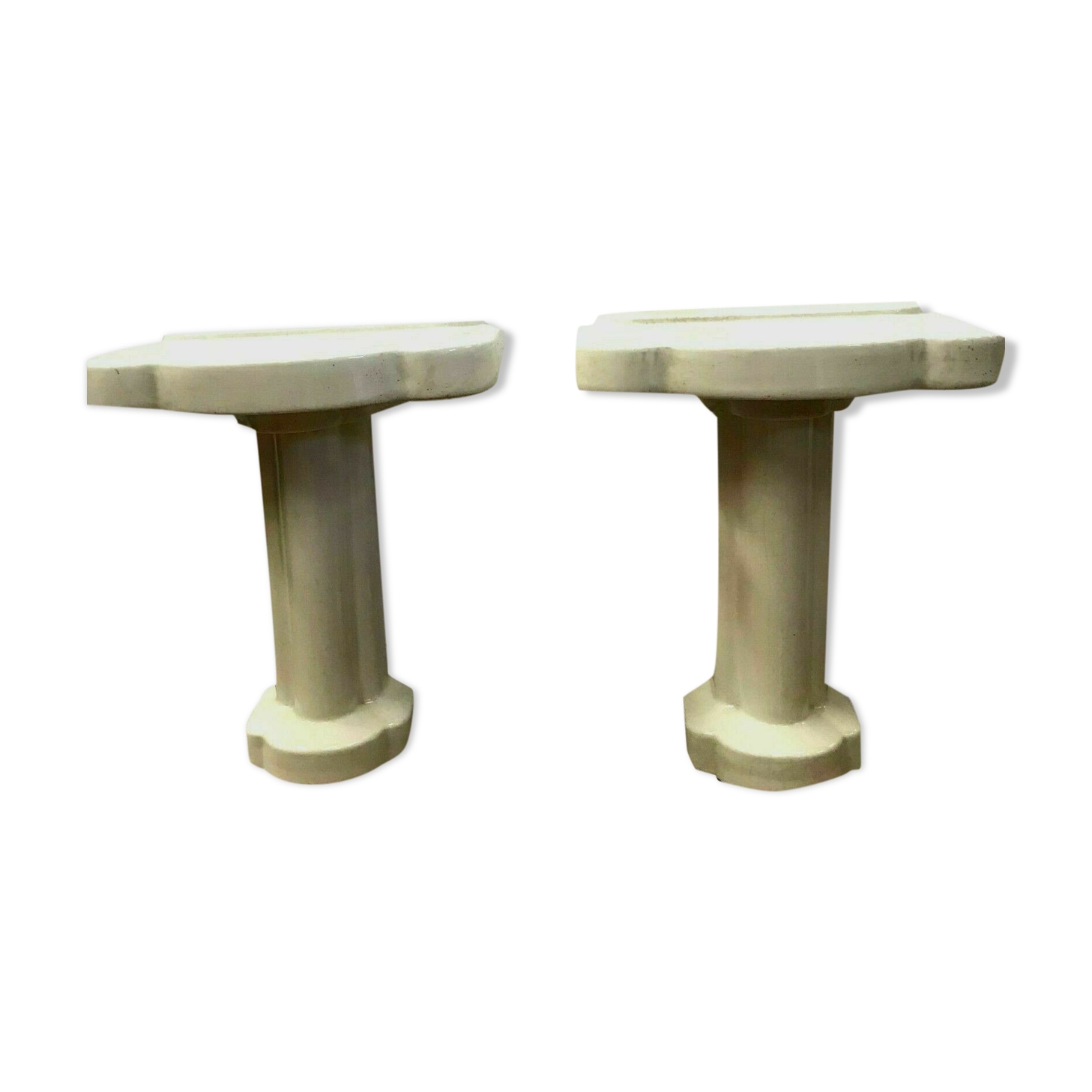Pair of bathroom stand-up console in 20th century white enamel