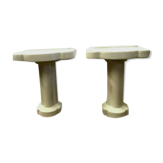 Pair of bathroom stand-up console in 20th century white enamel