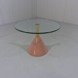 Italian Memphis style pink natural stone & glass side table 1980’s