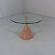 Italian Memphis style pink natural stone & glass side table 1980’s