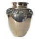vase en métal , fleurs en relief