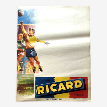 Old Ricard liqueur poster " G.Potier " football goalkeeper Anisette Pastis