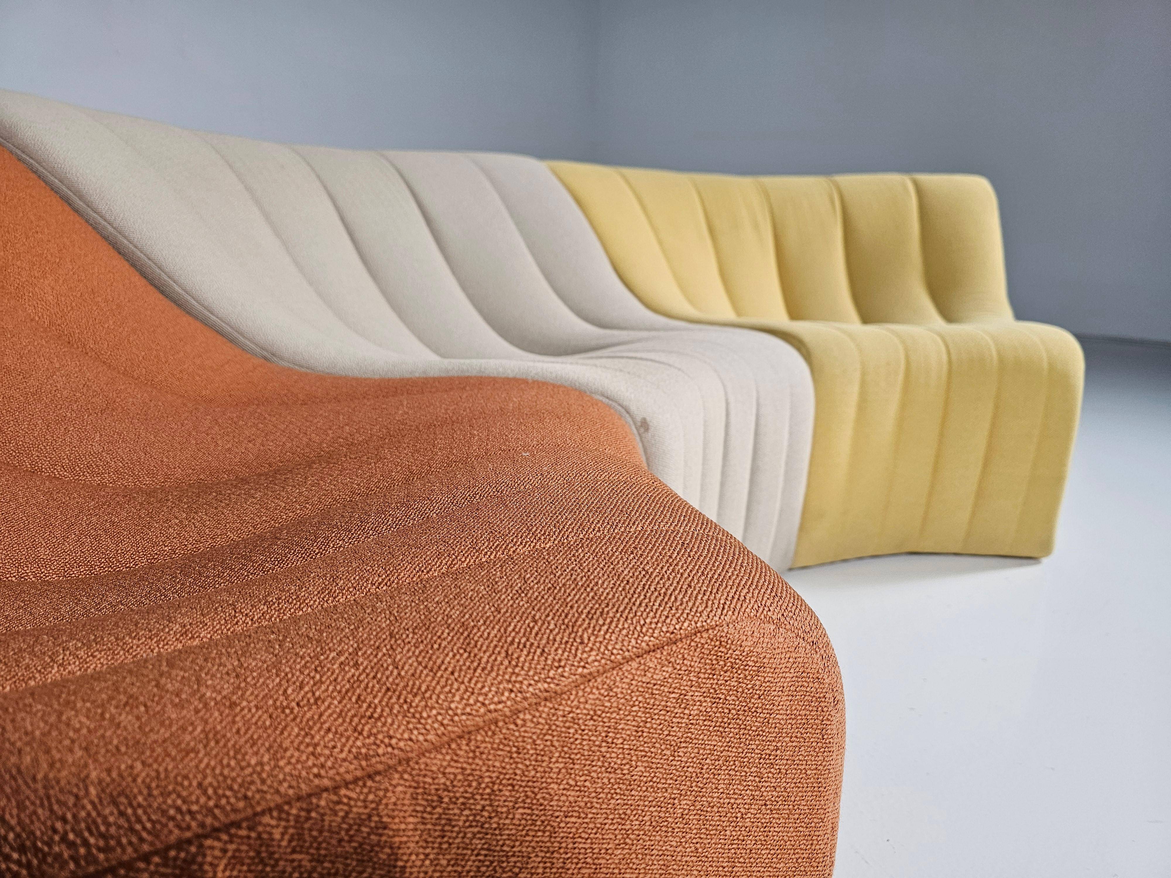Kwok Hoi Chan "Chromatic" modular sofa in orange, yellow and cream.