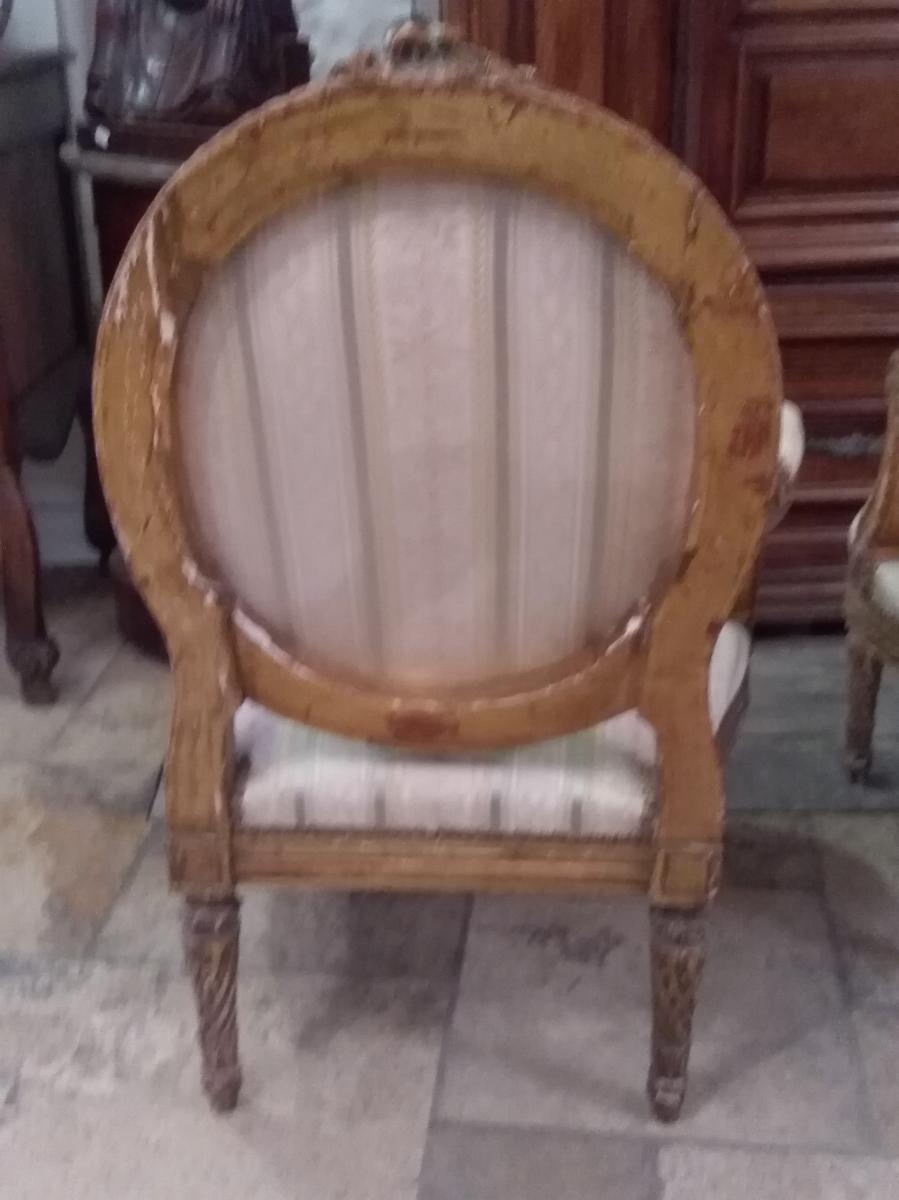 Pair of Louis XVI-style medallion armchairs from Napoleon III