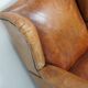 Vintage Dutch cognac coloured leather club chair, with footstool
