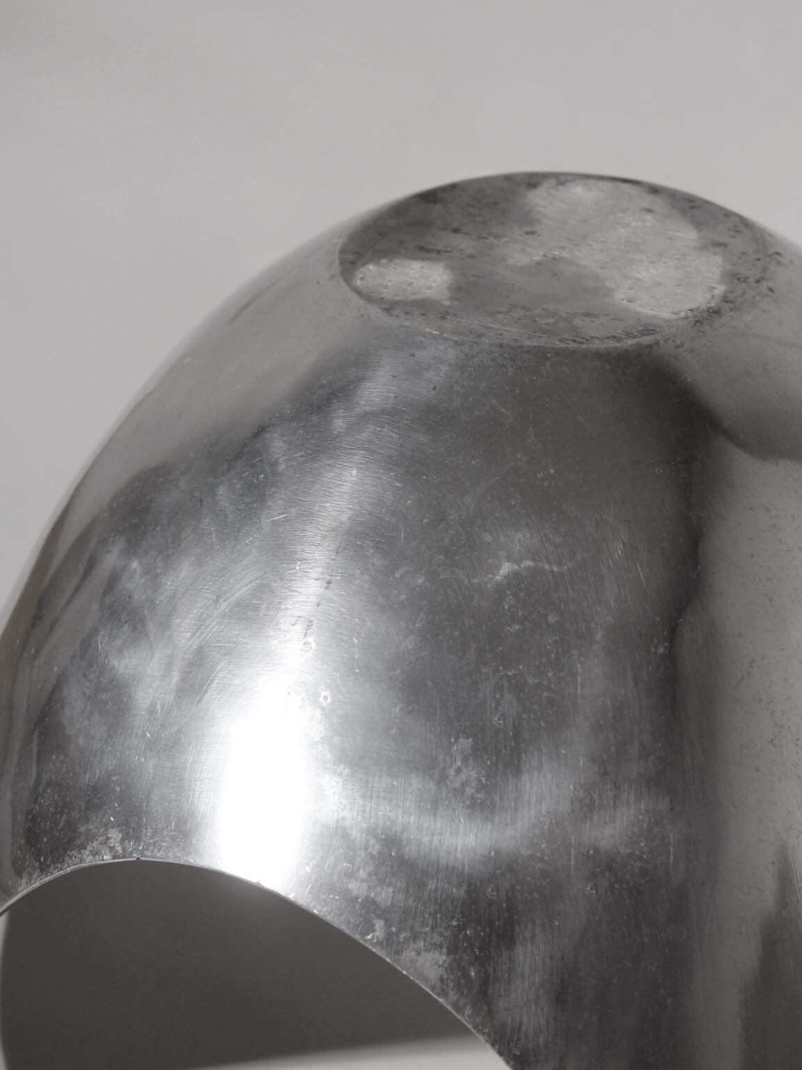 Polished Aluminum Asymmetric Contemporary Deep Bowl, Large