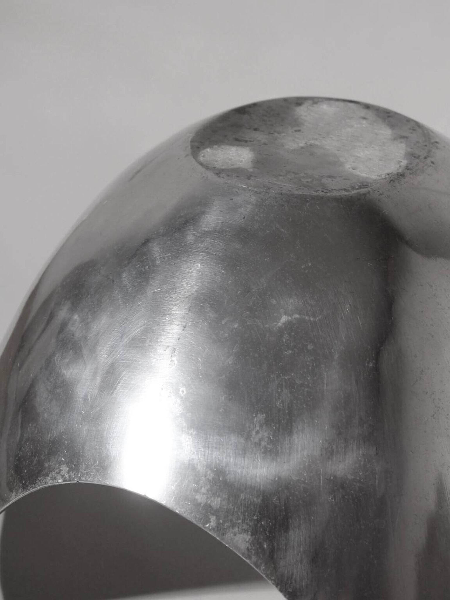Polished Aluminum Asymmetric Contemporary Deep Bowl, Large